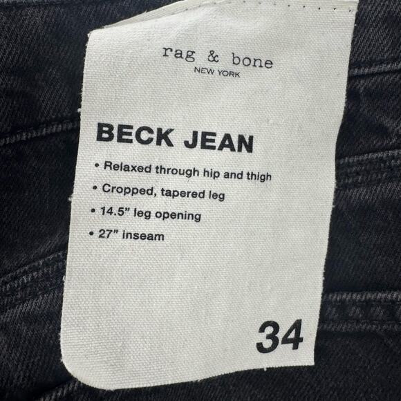Rag & Bone Men's Beck Authentic Jeans Straight Leg Cropped Black Size 34 NWT - Picture 11 of 12
